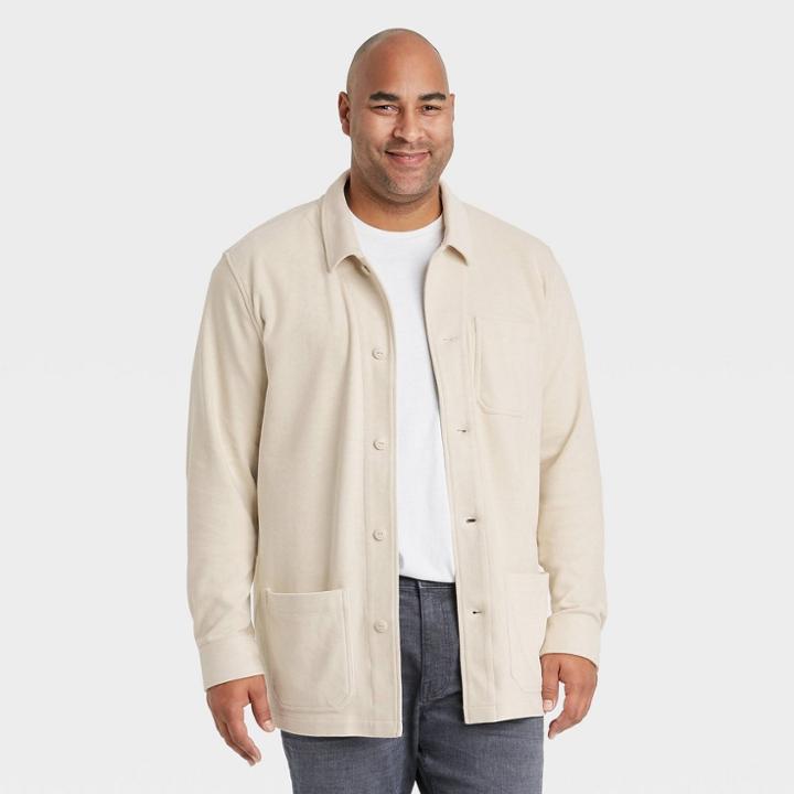 Men's Big & Tall Standard Fit Knit Chore Jacket - Goodfellow & Co Beige