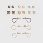 Faceted Square, Ball And Open Hoop Multi Earring Set 9ct - Wild Fable, Women's,