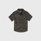 Toddler Boys' Short Sleeve Dinosaur Woven Button-down Shirt - Cat & Jack Gray