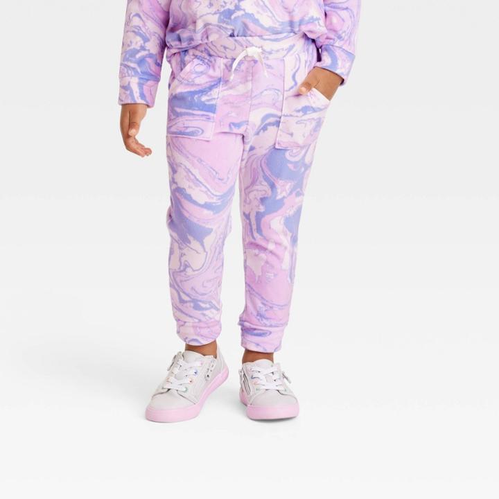 Toddler Girls' Fleece Tie-dye Jogger Pants - Cat & Jack Purple