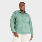 Women's Plus Size Long Sleeve Chore Jacket - Universal Thread Green