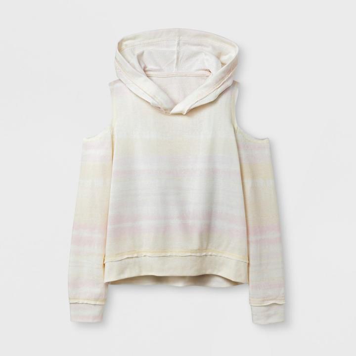 Girls' Cold Shoulder Hoodie Sweatshirt - Art Class Peach