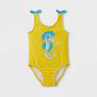 Toddler Girls' Seahorse Print One Piece Swimsuit - Cat & Jack Yellow