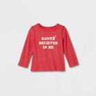 Toddler Adaptive 'santa Believes In Me' Long Sleeve Graphic T-shirt - Cat & Jack Red