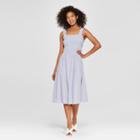 Women's Striped Smocked Tank Midi Dress - Who What Wear Blue/white L, Blue/white
