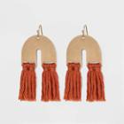 U Shape With Tassel Drop Earrings - Universal Thread Rust, Red