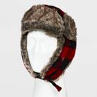 Men's Plaid Faux Fur Trapper Hat - Goodfellow & Co Red