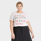 Grayson Threads Women's Plus Size Fa La La La Wine Short Sleeve Graphic T-shirt - White