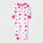 Baby Girls' Heart Footed Pajama - Cat & Jack Pink Newborn