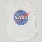 L.o.l. Vintage Girls' Nasa Logo Cap Sleeve Graphic T-shirt - Ivory
