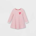 Toddler Girls' Heart Striped Long Sleeve Dress - Cat & Jack Pink