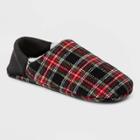 Adult Tartan Plaid Fleece Lined Pull-on Slipper Socks With Huggable Heel & Grippers - Wondershop Black/red