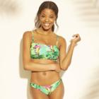 Women's Tube Top Bandeau Bikini Top - Xhilaration Green Tropical D/dd Cup