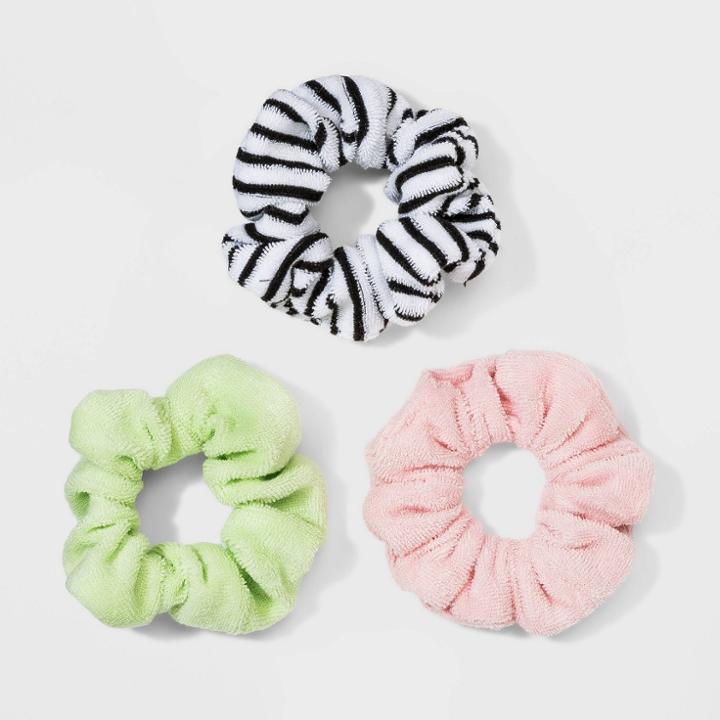 Terry Fabric Solid And Printed Twisters Hair Elastics - Wild Fable Pink
