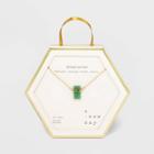 Silver Plated With Gold Flash And Semi-precious Aventurine Vertical Rectangle Stone Necklace - A New Day Green/gold, Adult Unisex,