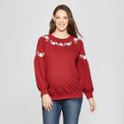 Maternity Embroidered Sweatshirt - Isabel Maternity By Ingrid & Isabel Scarlet L, Women's, Red