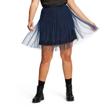 Women's Plus Size Mid-rise Lace Tulle Mini Skirt - Rodarte For Target Navy 18w, Women's, Blue