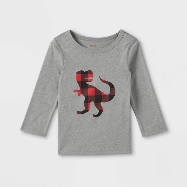 Toddler Boys' Adaptive Dinosaur Long Sleeve Graphic T-shirt - Cat & Jack Medium Heather Gray