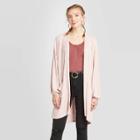 Women's Long Sleeve Lace Trim Knit Cardigan - Xhilaration Blush Xs, Women's, Pink