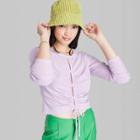 Women's Long Sleeve Lace-up Cozy Knit Blouse - Wild Fable Light Violet Xs,