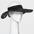 Women's Wide Brim Straw Visor Hat - A New Day Black