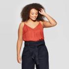Women's Plus Size V-neck Woven Tank Top - A New Day Red