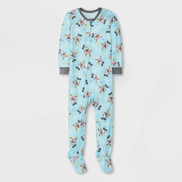 Baby Boys' Mickey Mouse Hacci Snug Fit Footed Pajama - Blue