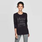 Women's Long Sleeve Crewneck Sparkle And Shine T-shirt - Knox Rose Black