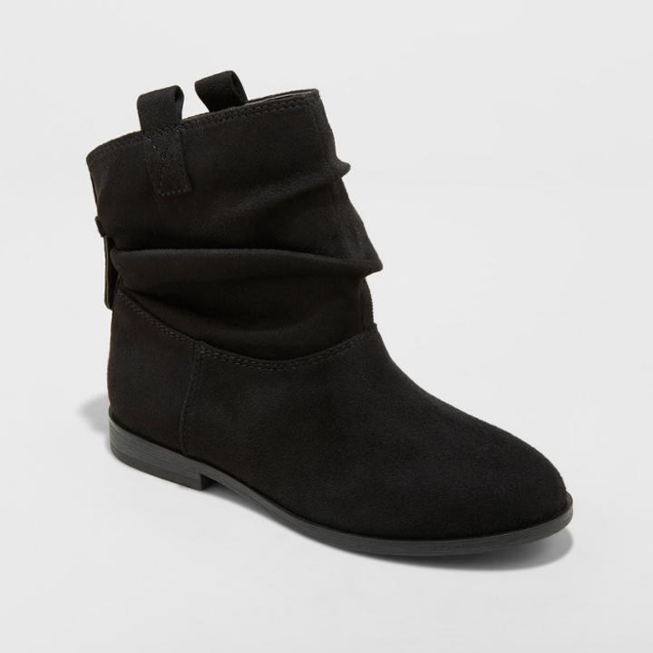 Girls' April Microsuede Scrunch Ankle Fashion Boots - Cat & Jack Black