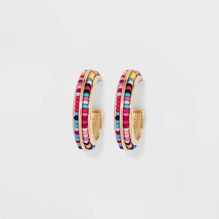 Sugarfix By Baublebar Two-tone Beaded Hoop Earrings,