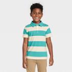 Boys' Short Sleeve Rugby Striped Polo Shirt - Cat & Jack Cream