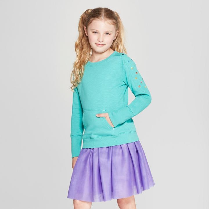 Girls' Pullover - Cat & Jack Green