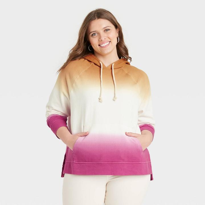 Women's Plus Size Hooded Sweatshirt - Universal Thread Pink