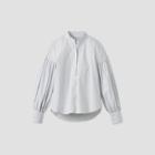 Women's Striped Puff Long Sleeve Poplin Shirt - A New Day Blue