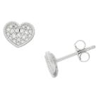 Tiara 0.24 Ct. T.w. Children's Cubic Zirconia Heart Earrings In Sterling Silver, Women's,