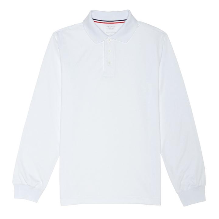 French Toast Boys' Long Sleeve Sport Uniform Polo Shirt - White