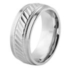 Men's West Coast Jewelry Stainless Steel Grooved Milgrain Band Ring