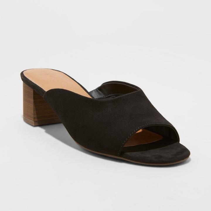 Women's Rosalynn Wide Width Block Heeled Mules - Universal Thread Black 8w,