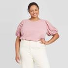 Women's Plus Size Short Sleeve Scoop Neck T-shirt - A New Day Rose 1x, Women's, Size: