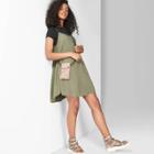 Women's Strappy V-neck Babydoll Dress - Wild Fable Olive (green)