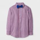 Wd·ny Black Boys' Long Sleeve Plaid Button-down Shirt With Bow Tie Red/navy Xs - Wd.ny Black