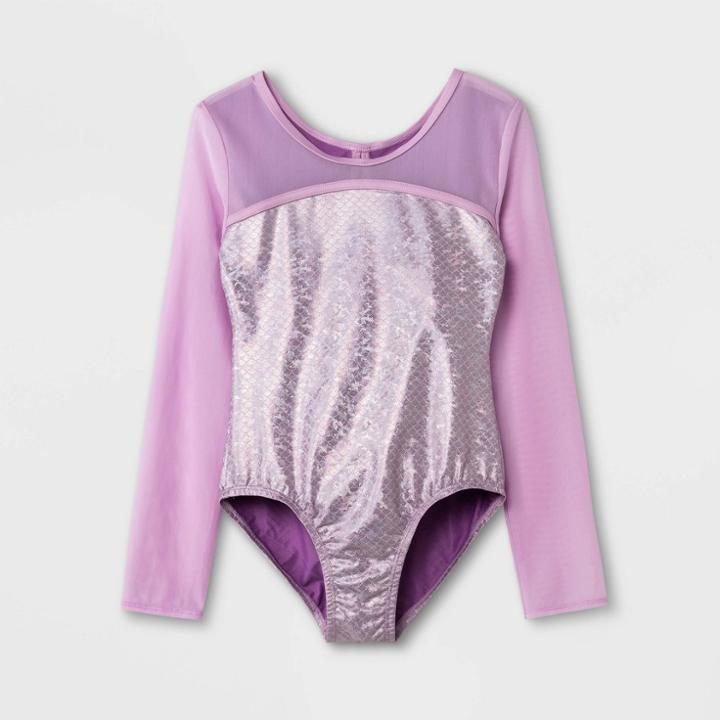 Girls' Long Sleeve Shimmer Animal Gymnastics Leotard - Cat & Jack