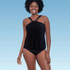 Women's Slimming Control Twist High Neck Tankini Top - Dreamsuit By Miracle Brands Black