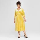 Women's Plus Size Short Shirred Sleeve Midi Dress - Who What Wear Gold