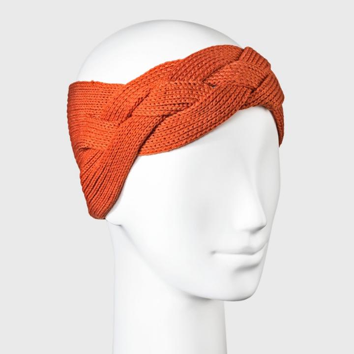 Women's Knit Braided Headband - A New Day Rust (red)