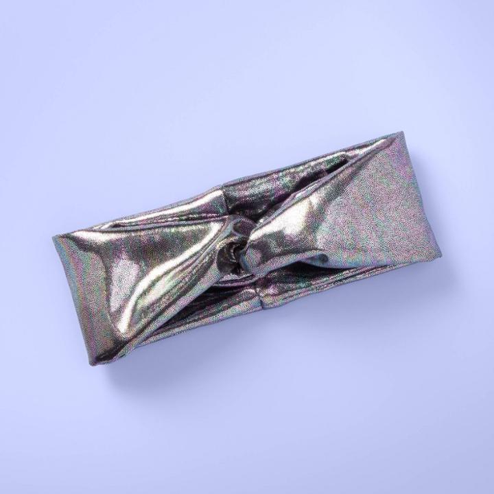 Girls' Iridescent Twist Front Headband - More Than Magic Silver,