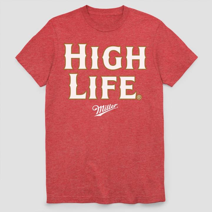 Target Men's Short Sleeve Miller High Life Crew T-shirt - Ripe Red Heather