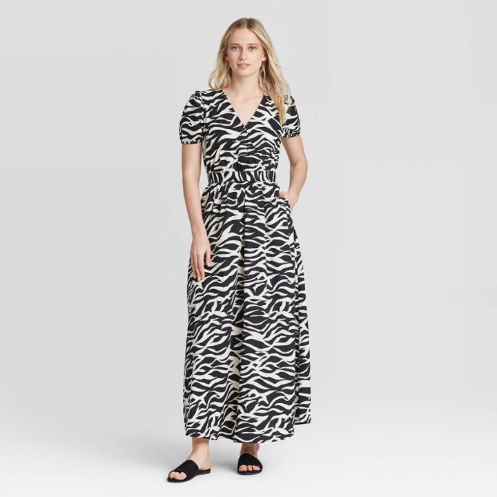 Women's Animal Print Short Sleeve Dress - Who What Wear Off White Xs, Women's, Beige