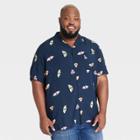 Men's Big & Tall Camp Collared Short Sleeve Button-down Shirt - Goodfellow & Co Navy Blue