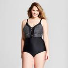 Costa Del Sol Women's Polka Dot Plus Size Strappy Polka Dot One Piece - Black/white X